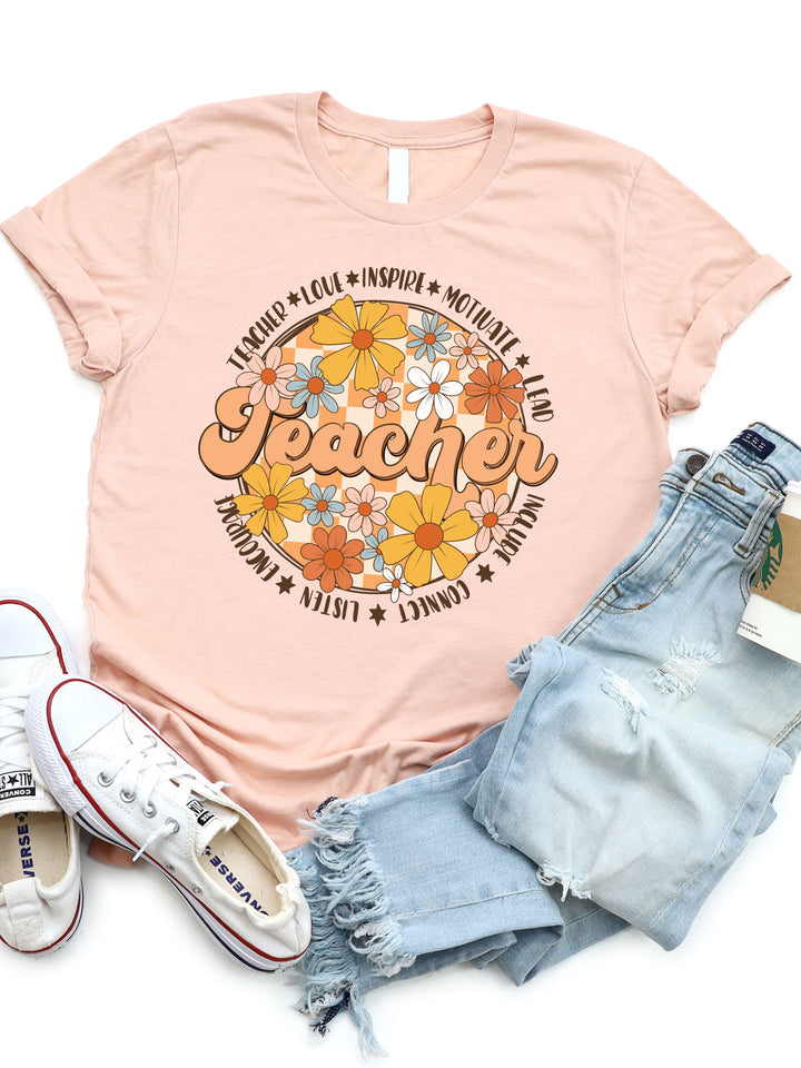 Retro Floral Teacher Motivation Graphic Tee