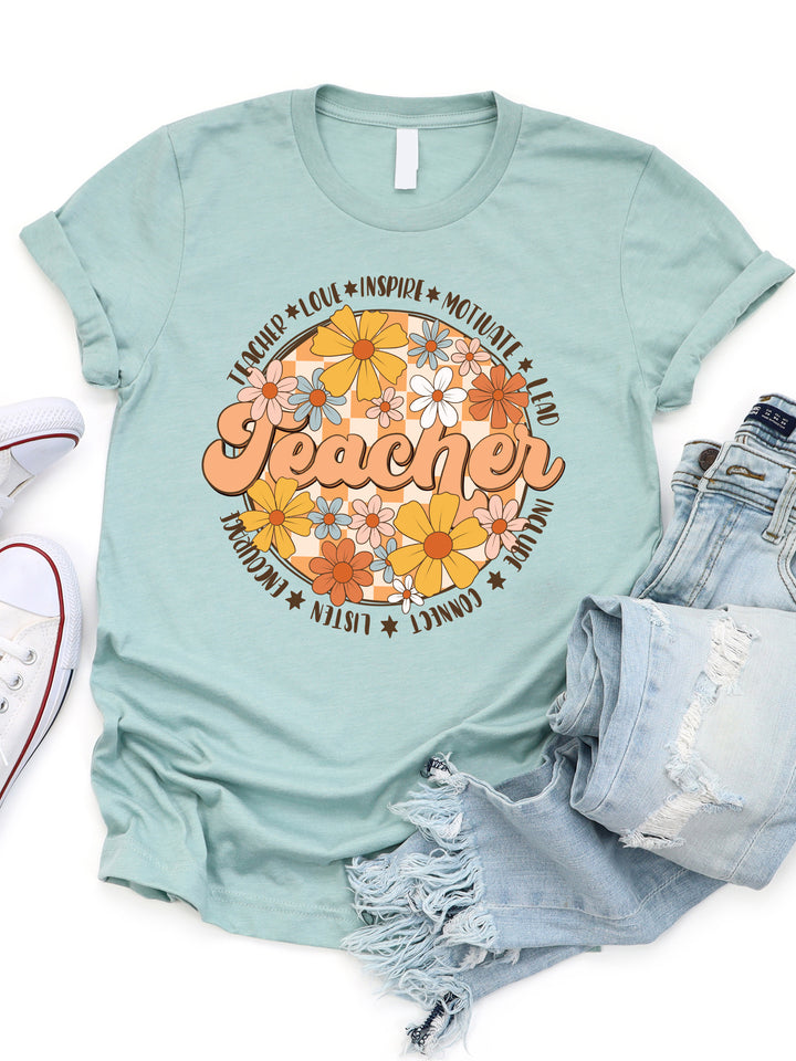 Retro Floral Teacher Motivation Graphic Tee