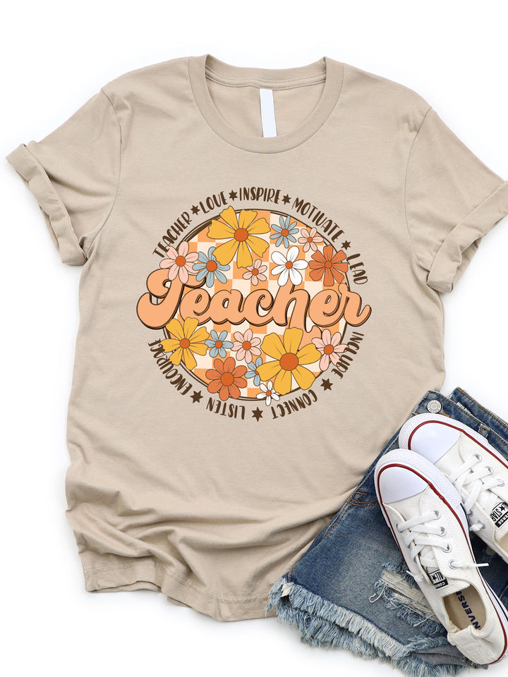Retro Floral Teacher Motivation Graphic Tee