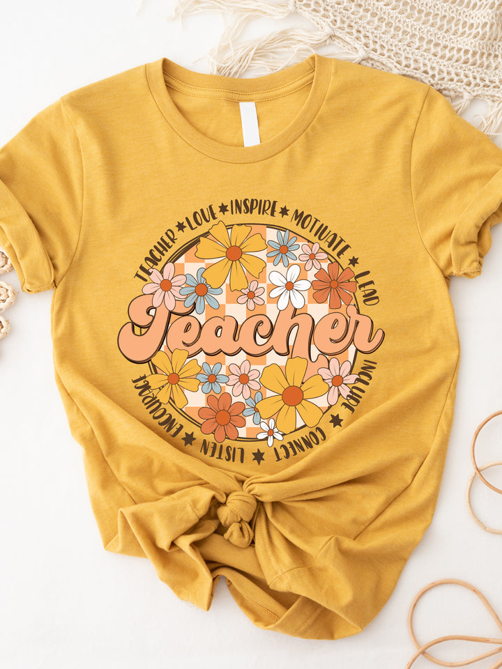 Retro Floral Teacher Motivation Graphic Tee