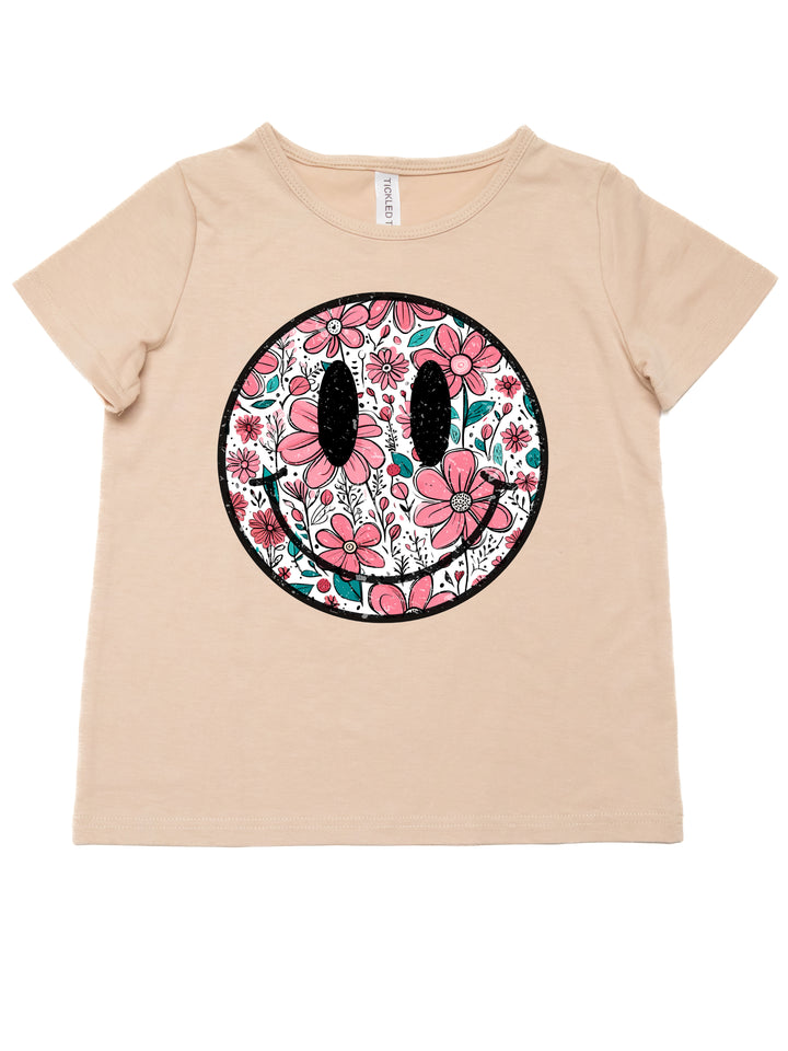 Floral Smiley - Kids Graphic Tee