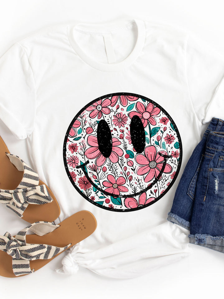 Floral Smiley - Graphic Tee