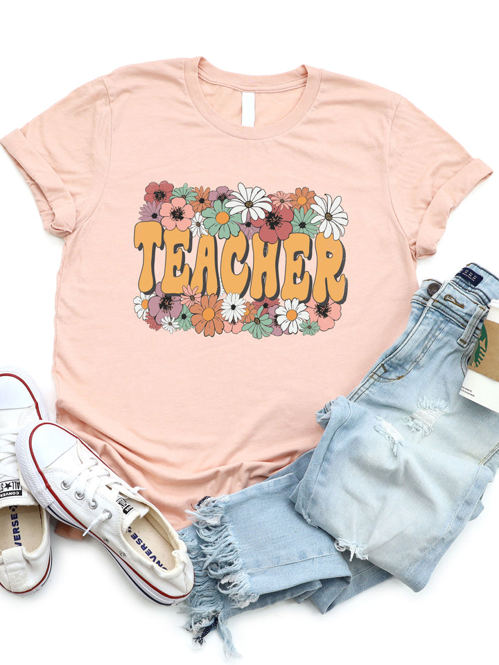 Bold Floral Teacher Graphic Tee
