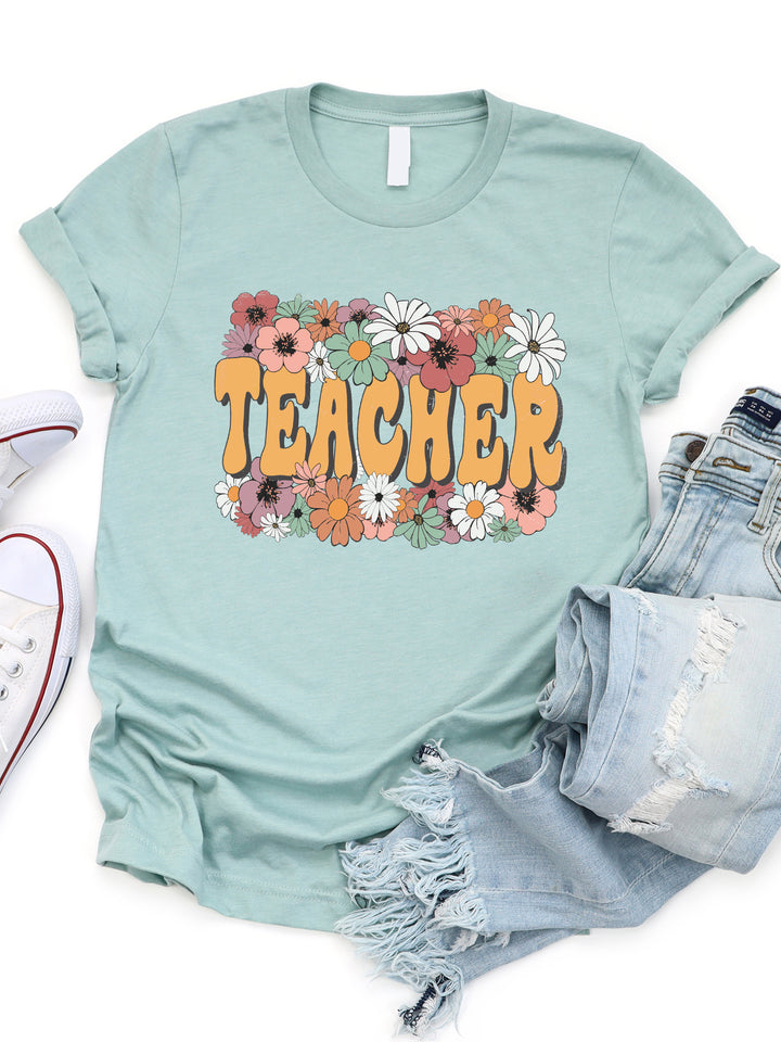 Bold Floral Teacher Graphic Tee