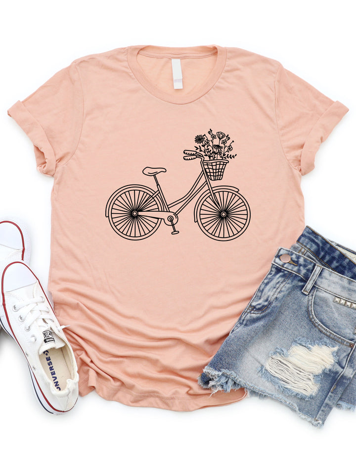 Floral Basket Bicycle Graphic Tee