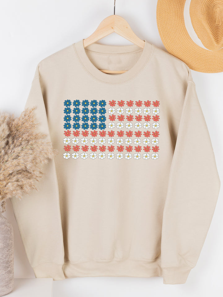 Patriotic Daisy Flag Graphic Sweatshirt