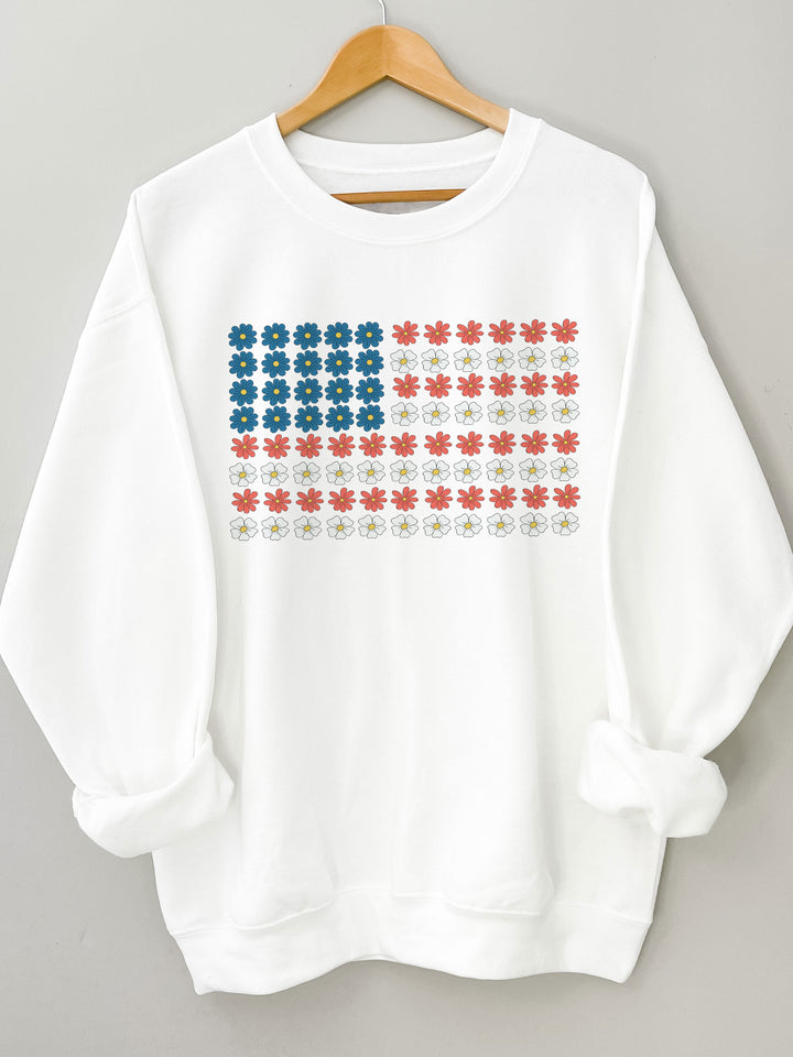 Patriotic Daisy Flag Graphic Sweatshirt