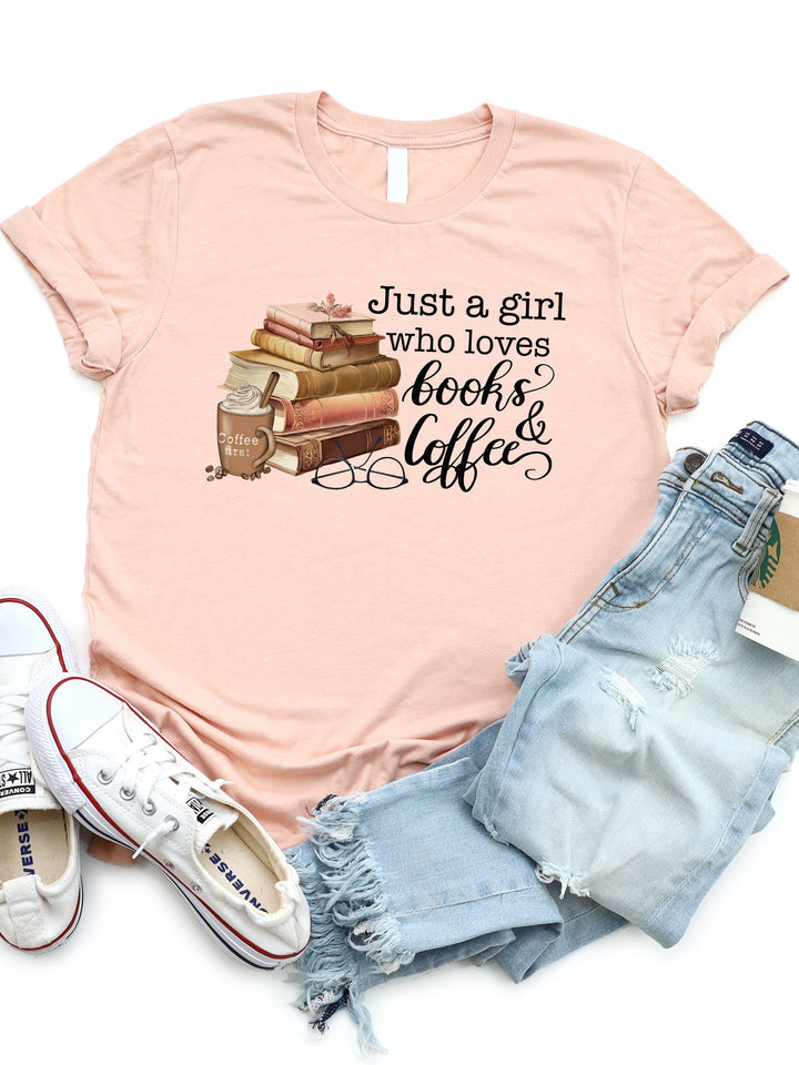 Just a Girl Who Loves Books & Coffee Graphic Tee