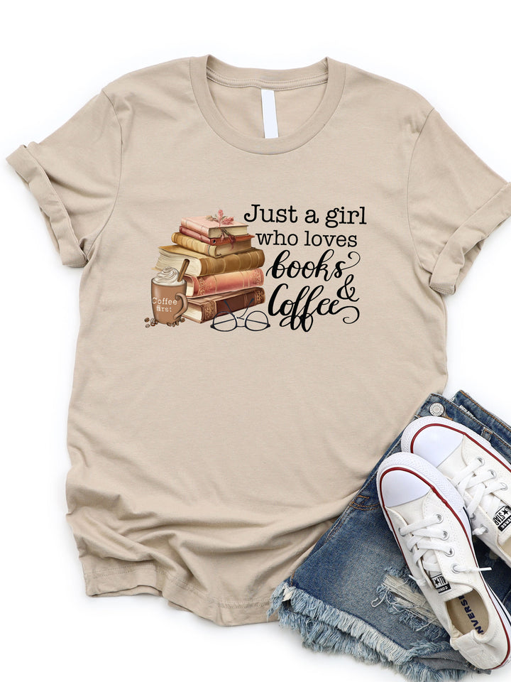 Just a Girl Who Loves Books & Coffee Graphic Tee
