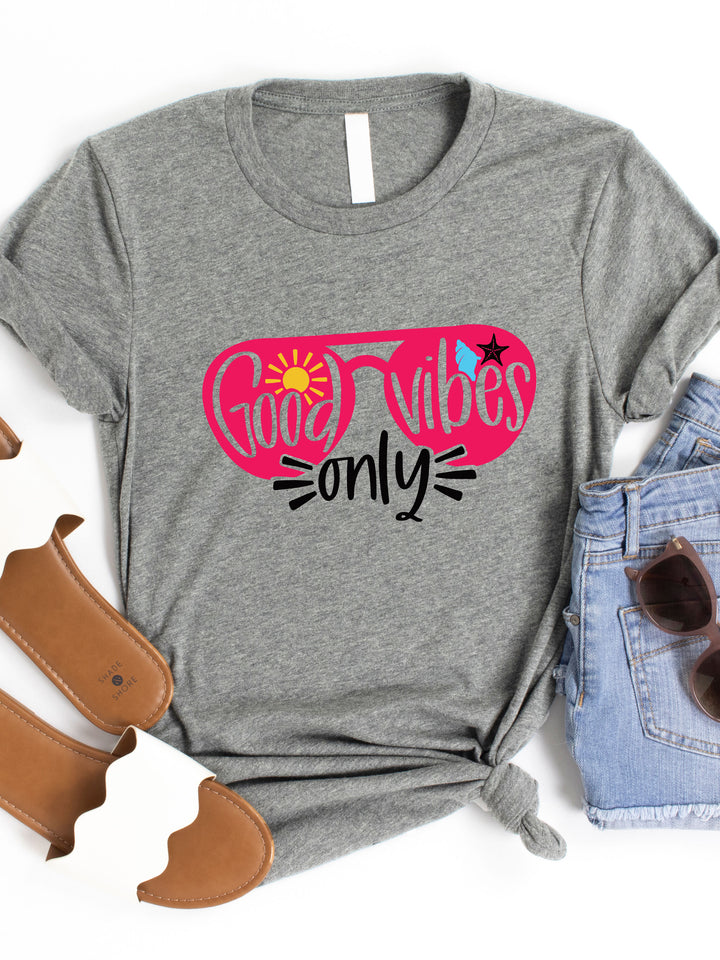Good Vibes Only Sunglasses Graphic Tee