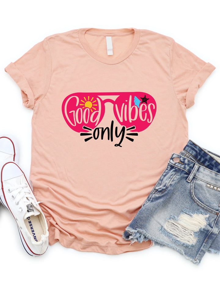 Good Vibes Only Sunglasses Graphic Tee