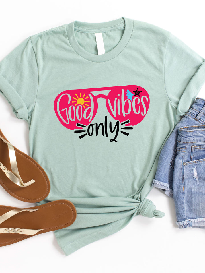 Good Vibes Only Sunglasses Graphic Tee