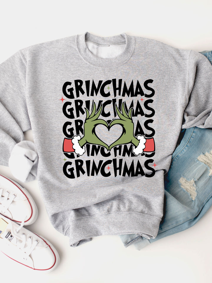 Grinchmas Hand Heart Graphic Sweatshirt