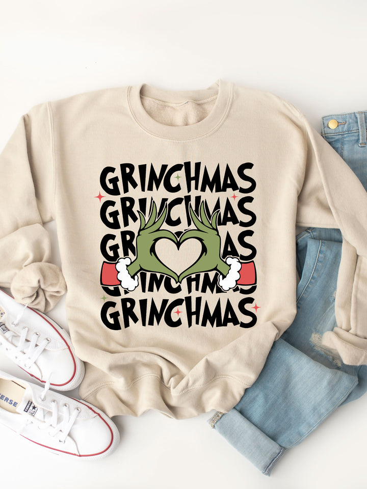 Grinchmas Hand Heart Graphic Sweatshirt