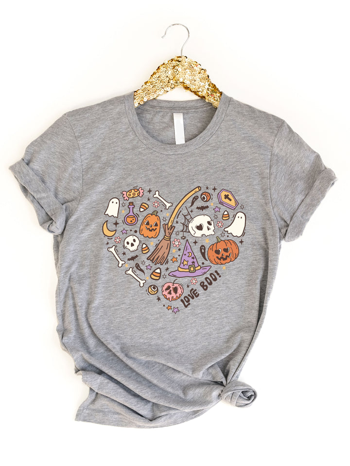 Love Boo Halloween Heart Graphic Tee