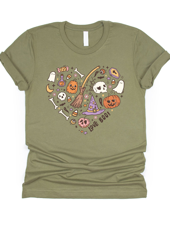 Love Boo Halloween Heart Graphic Tee