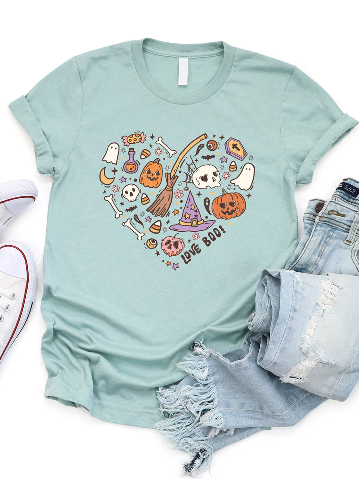 Love Boo Halloween Heart Graphic Tee