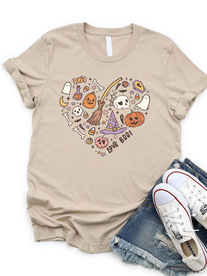 Love Boo Halloween Heart Graphic Tee