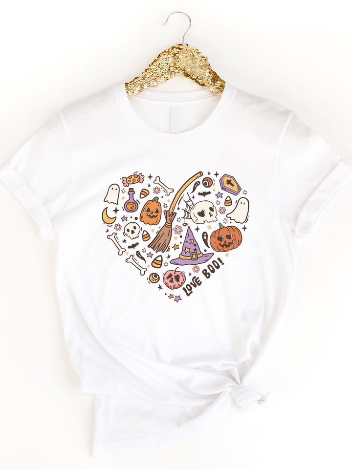Love Boo Halloween Heart Graphic Tee