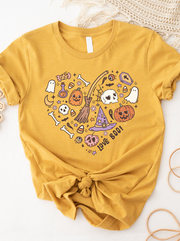 Love Boo Halloween Heart Graphic Tee