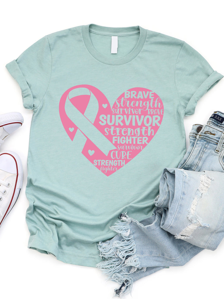 Cancer Survivor Heart Graphic Tee