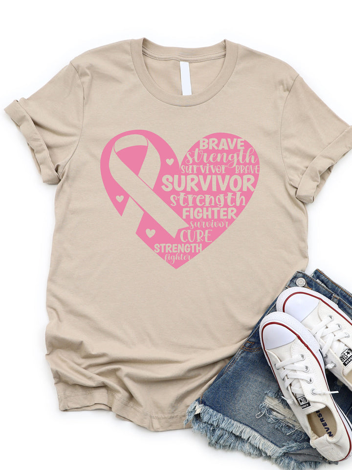 Cancer Survivor Heart Graphic Tee