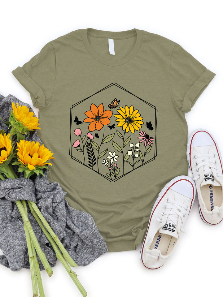 Hexagon Floral Graphic Tee