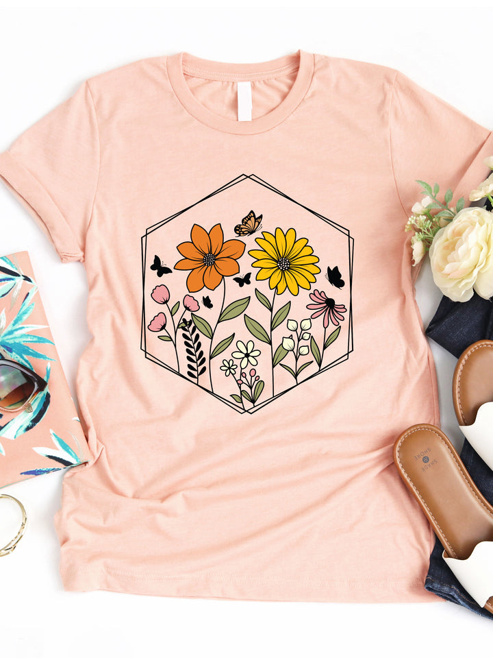 Hexagon Floral Graphic Tee