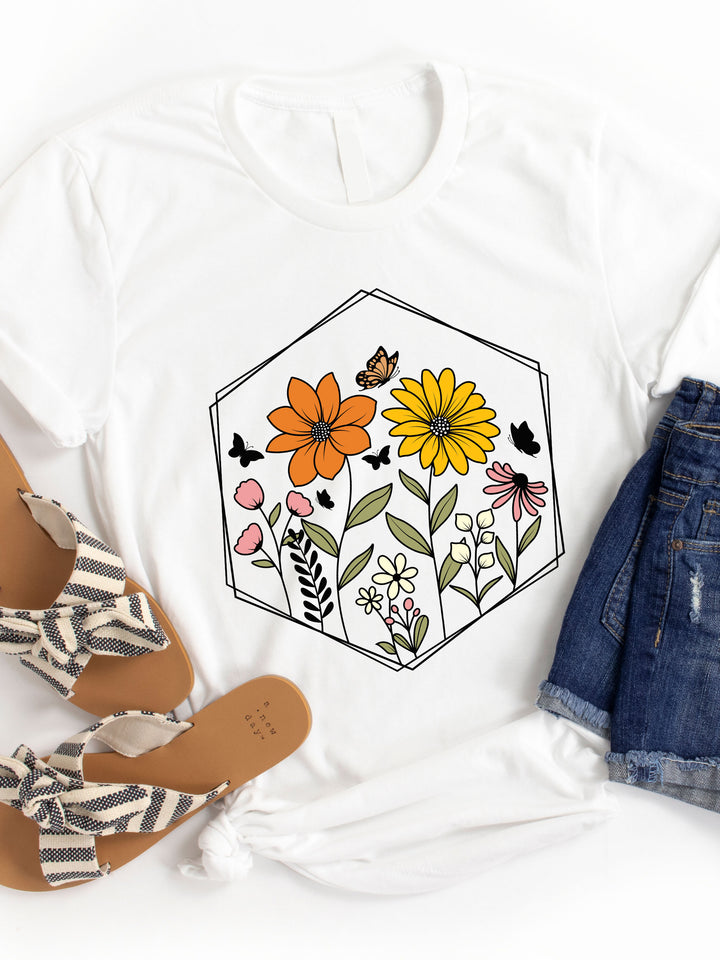 Hexagon Floral Graphic Tee
