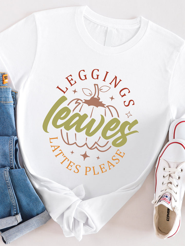 Leggings Leaves Lattes Please Graphic Tee