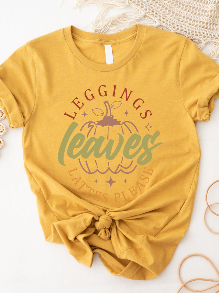 Leggings Leaves Lattes Please Graphic Tee