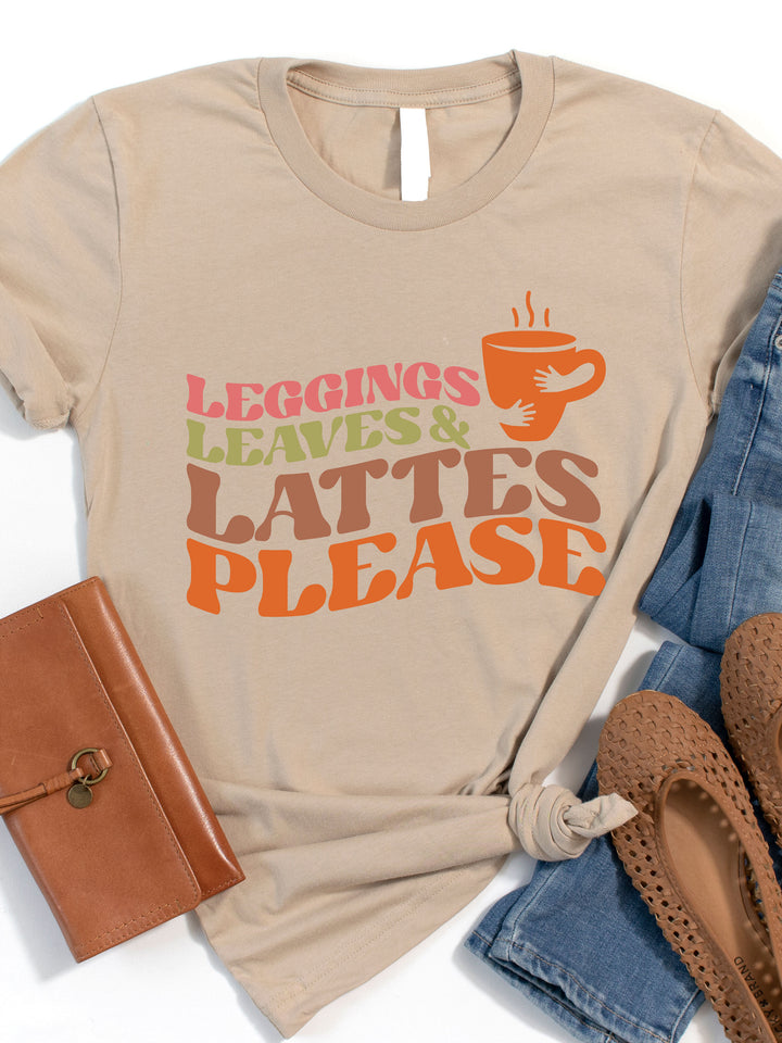 Leggings Leaves And Lattes Please Graphic Tee