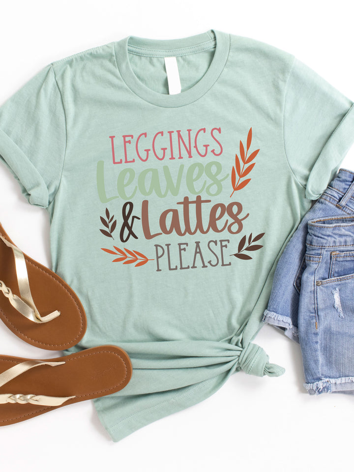 Leggings, Leaves & Lattes Please Graphic Tee