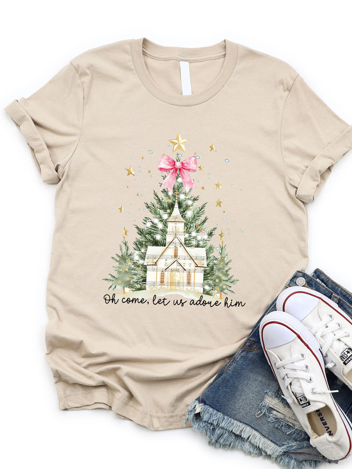 Let us Adore Him Christmas Graphic Tee