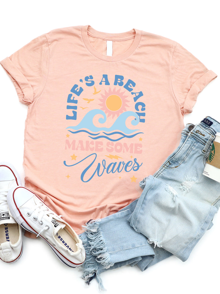 Life's a Beach Make Some Waves Graphic Tee