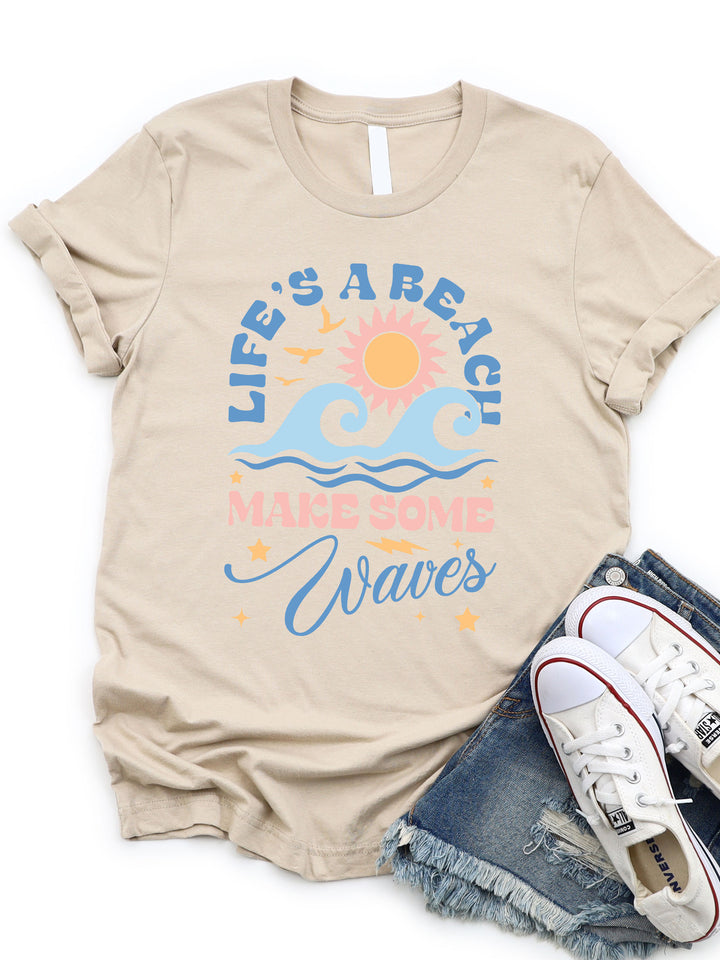 Life's a Beach Make Some Waves Graphic Tee