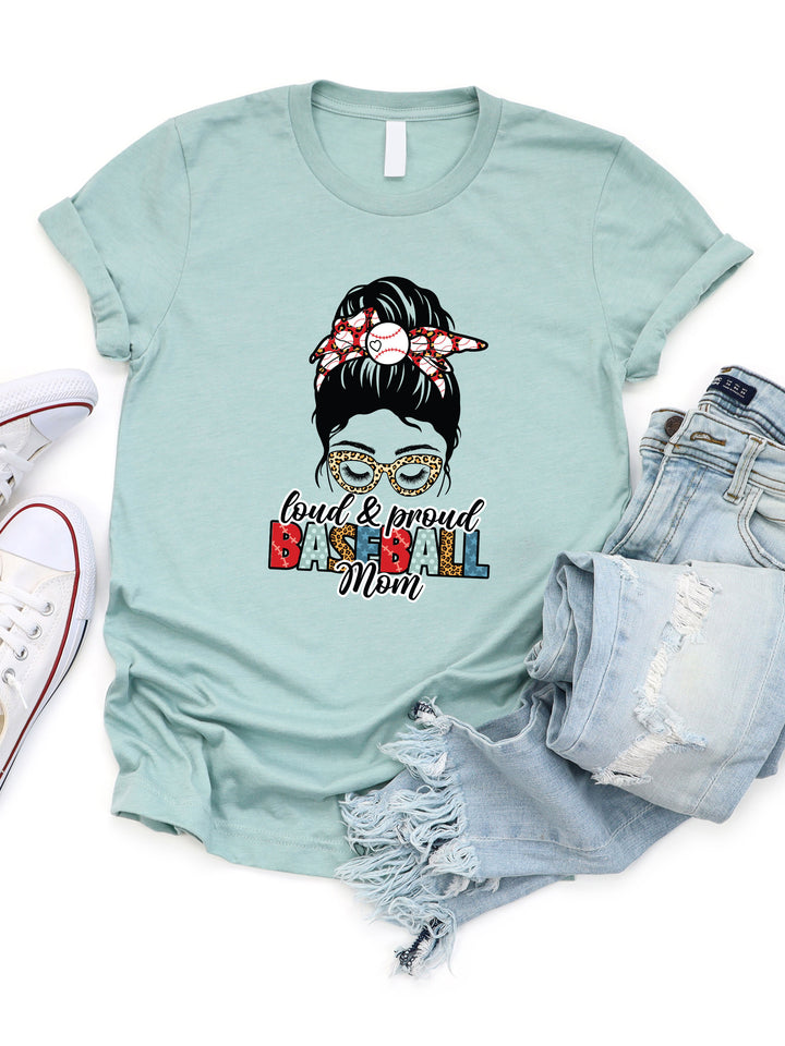 Loud Proud Baseball Mom Graphic Tee