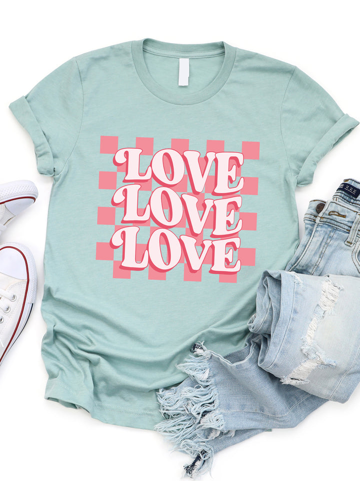 Love Checker Background Graphic Tee