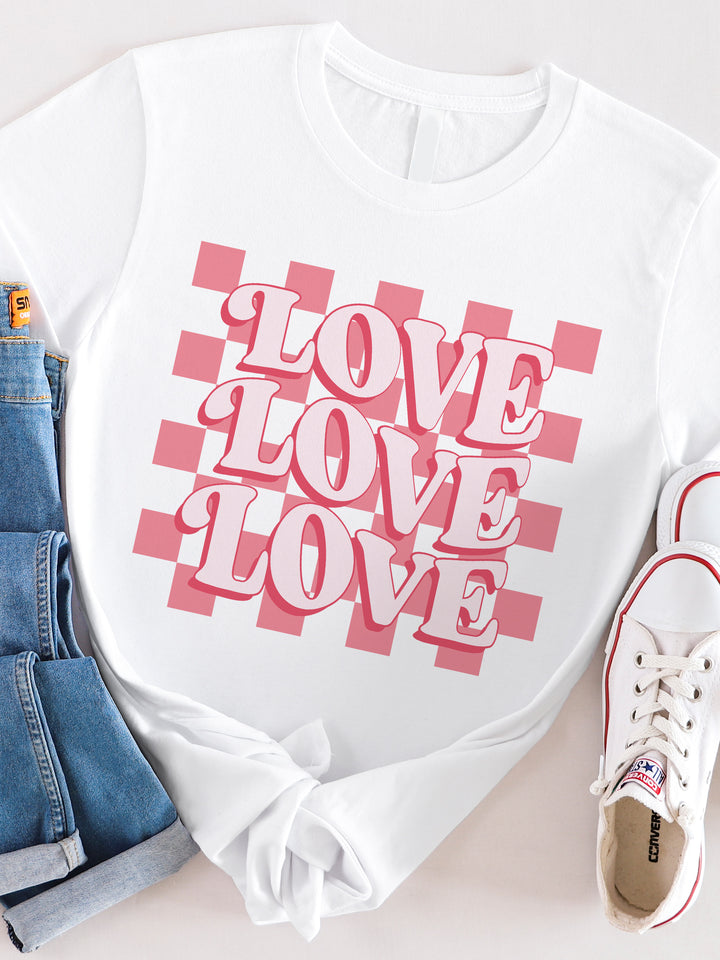 Love Checker Background Graphic Tee