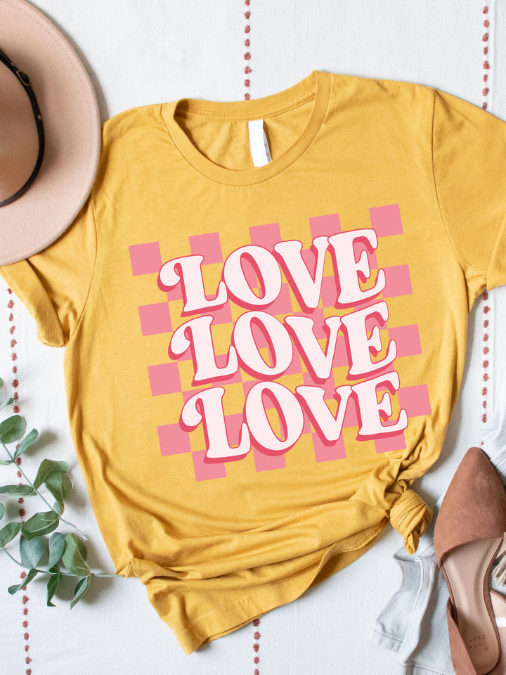 Love Checker Background Graphic Tee
