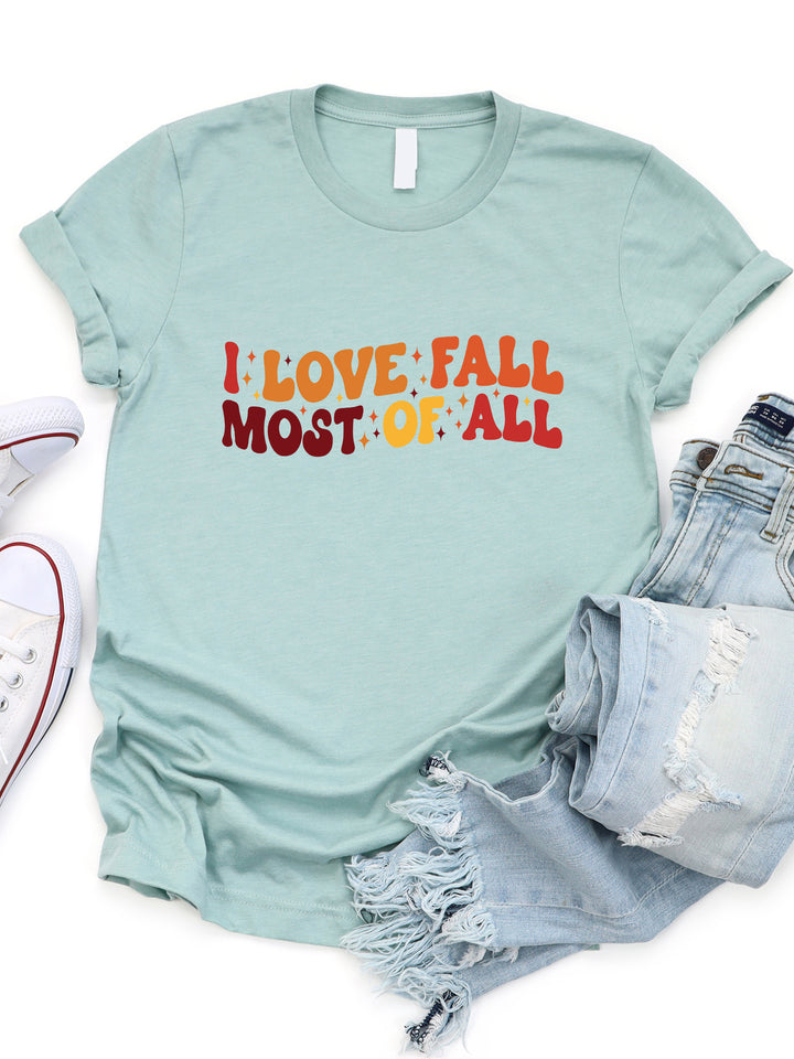 I Love Fall Most Of All Stars Graphic Tee