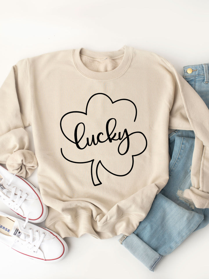 Lucky Clover Outline Graphic Sweatshirt
