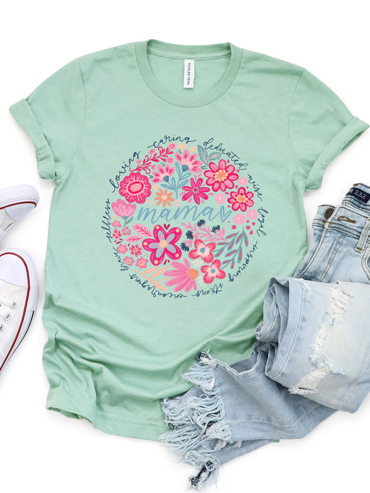 Floral Mama Loving Traits Graphic Tee