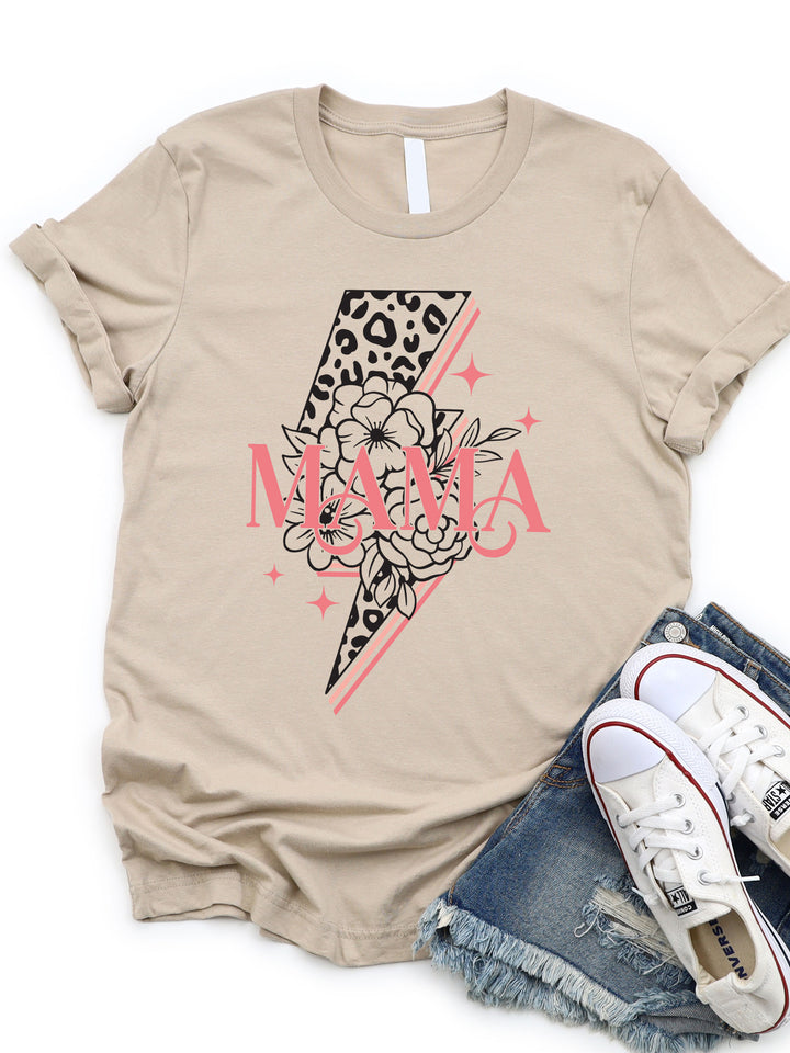 Mama Floral Lightning Bolt - Graphic Tee