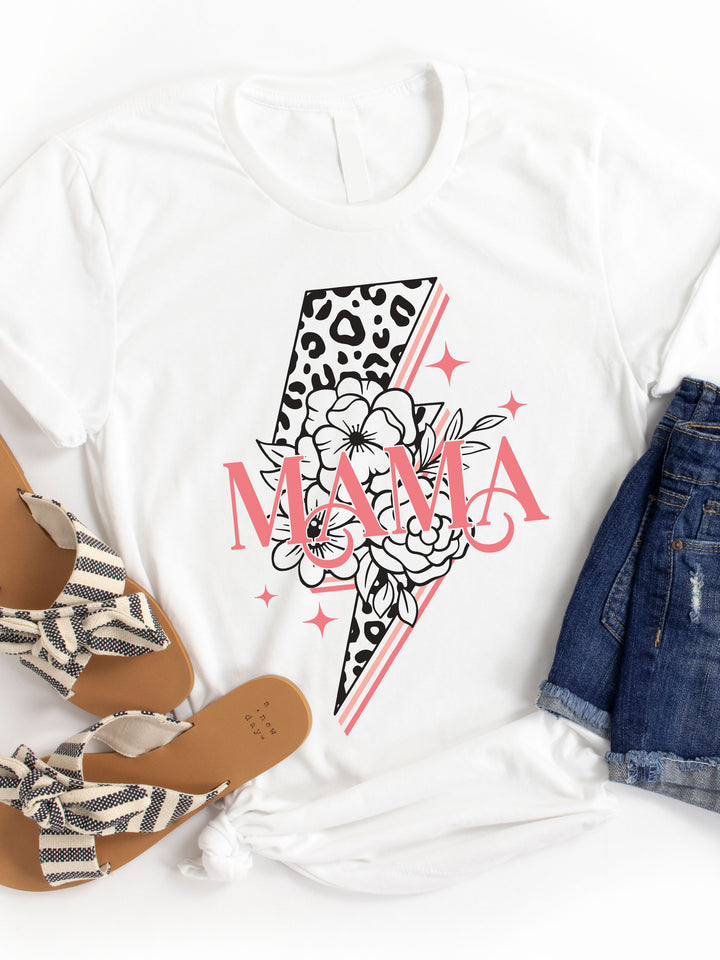 Mama Floral Lightning Bolt - Graphic Tee
