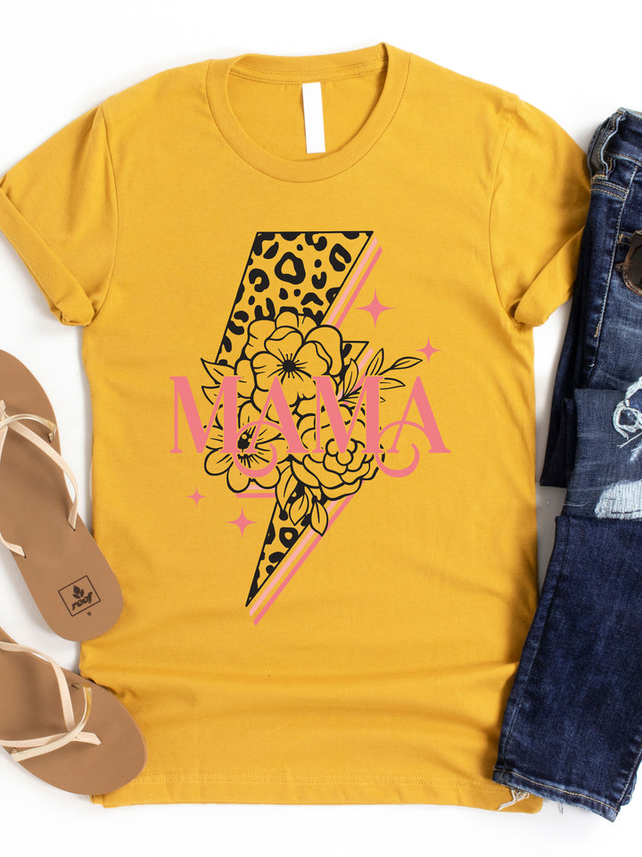 Mama Floral Lightning Bolt - Graphic Tee