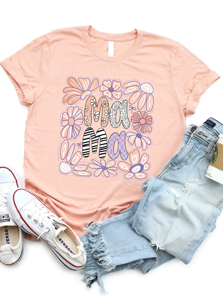 Mama Illustrated Flowers Graphic Tee