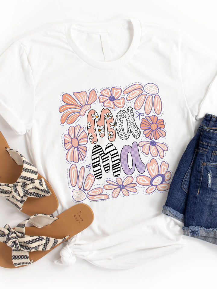 Mama Illustrated Flowers Graphic Tee