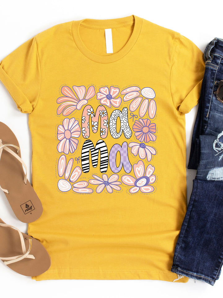 Mama Illustrated Flowers Graphic Tee
