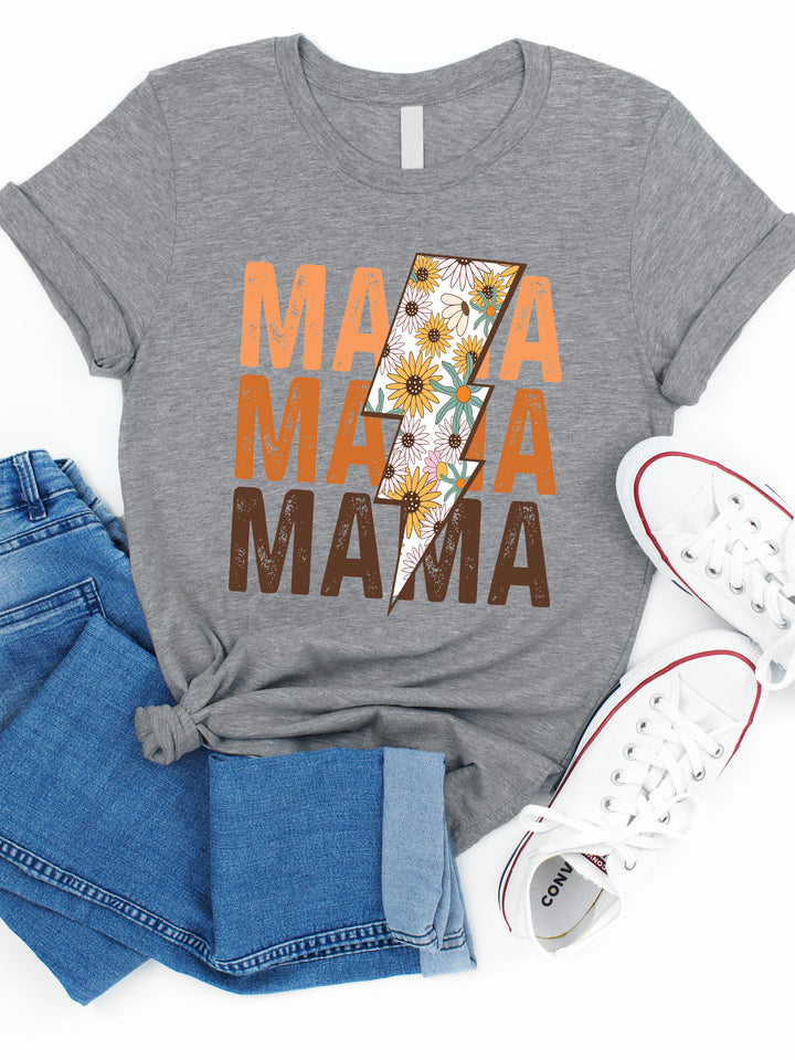 Mama Floral Lighting Bolt Graphic Tee